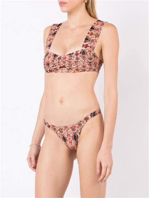 Amir Slama Floral Print Square Back Bikini Multicolour FARFETCH