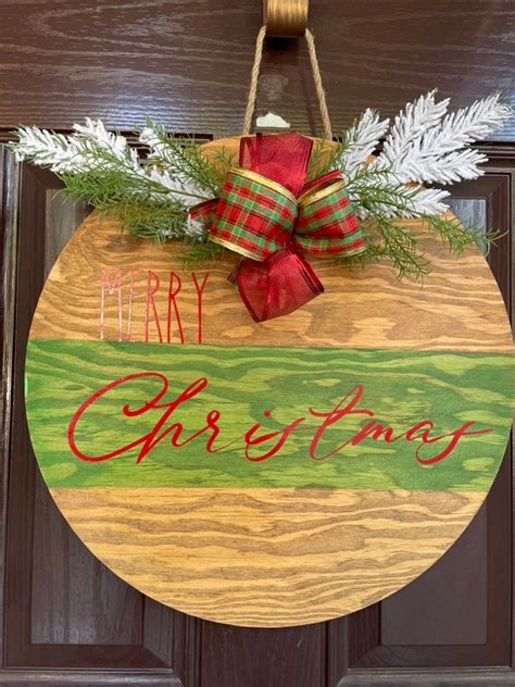 Merry Christmas Door Sign - Etsy