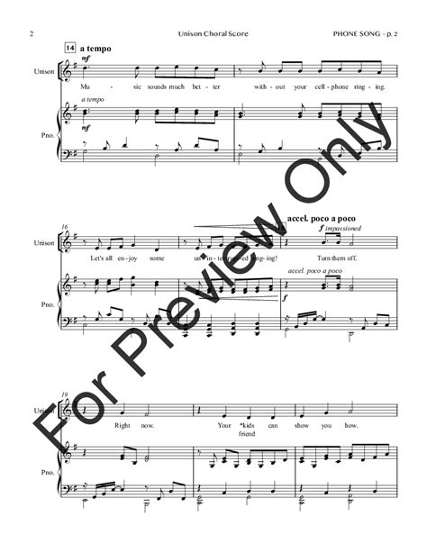 The Turn Off Your Phone Song Unison By Ad J W Pepper Sheet Music