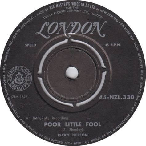 Ricky Nelson - Poor Little Fool (1958, Vinyl) | Discogs