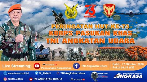 Peringatan Hut Ke 73 Korpaskhas Tni Angkatan Udara Youtube