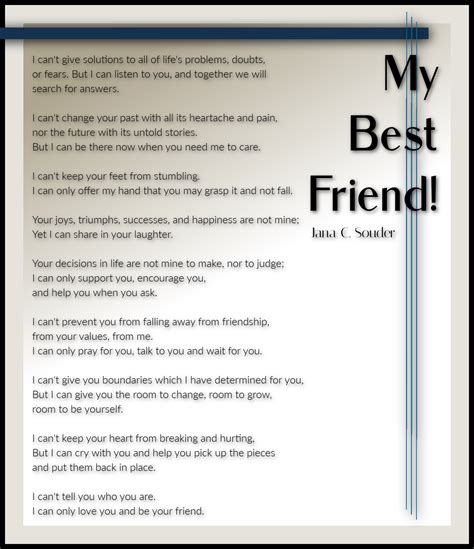 My Best Friend Jana C Souder Friendship Poems