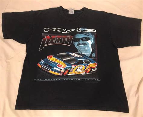 Vtg S Nascar Kyle Petty Hot Wheels Mens Double Sided Black S S Xl T Shirt A