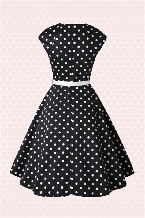 50s Raphaella Polkadot Swing Dress In Black And White