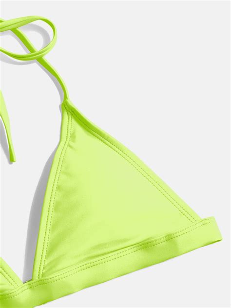 Emmiol Free Shipping Neon Halter Bikini Set Neon Green L In Bikini