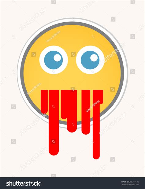 Blood Vomiting Cartoon Smiley Vector Face เวกเตอร์สต็อก ปลอดค่า