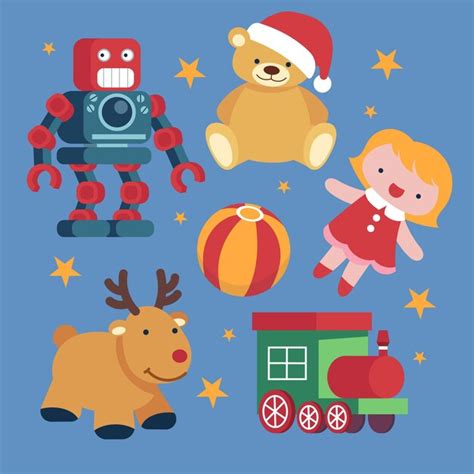 Free Vector Hand Drawn Flat Christmas Toys Collection