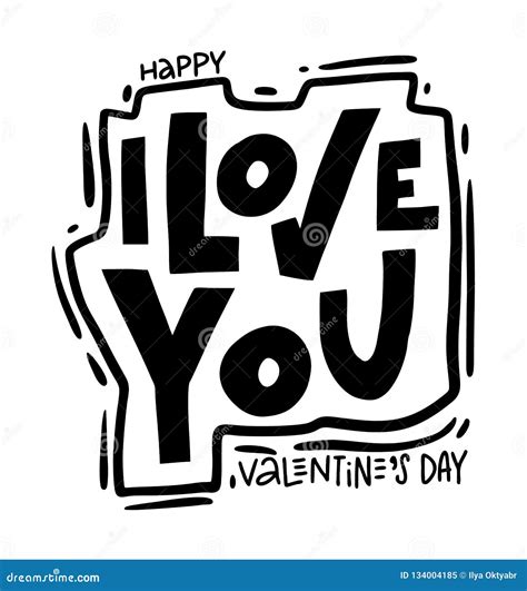 I Love You Postcard Vector Lettering Phrase For Valentine`s Day Stock