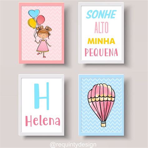 Quadro Menina Kit 4 Quadros Sonhe Alto Minha Pequena No Elo7 Paper