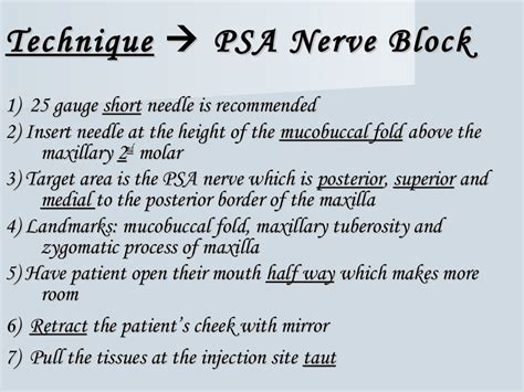 Posterior superior alveolar (psa) nerve block