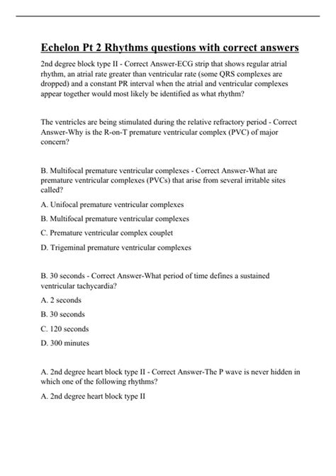 Echelon Pt 2 Rhythms questions with correct answers - Echelon - Stuvia US