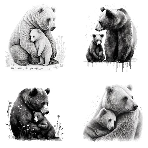 Premium Vector | A drawing of a bear and a baby bear