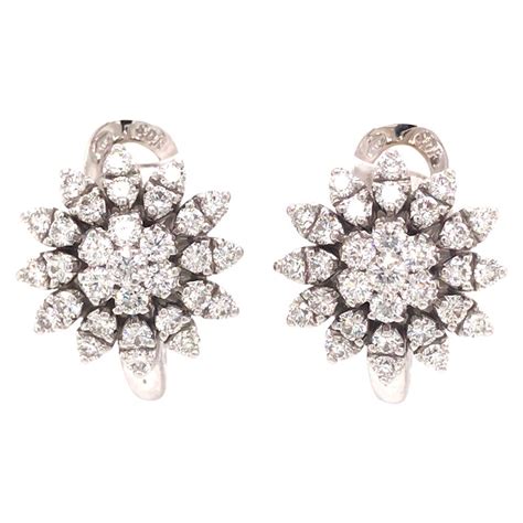 18k Diamond Cluster Earring White Gold For Sale At 1stdibs