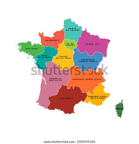 France Regions Map Vector Map French Stock Vector Royalty Free