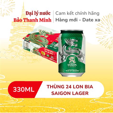 HOẢ TỐC Bia Sài Gòn Xanh Lager 330ml Thùng 24 lon Date xa