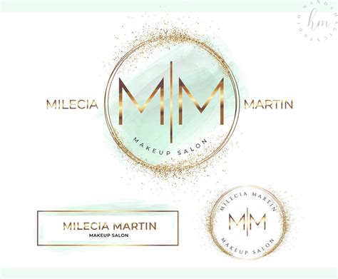 Modern Green and Gold Glittery Logo Design, Beauty Logo, Salon Logo, Notary Logo, Realtor Logo ...