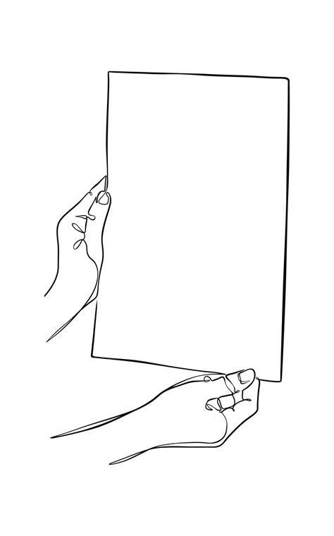 Hands showing blank paper, one continuous line drawing vector illustration 5691144 Vector Art at ...