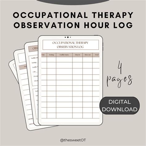 Occupational Therapy Student Observation Hours Log COTA Observation