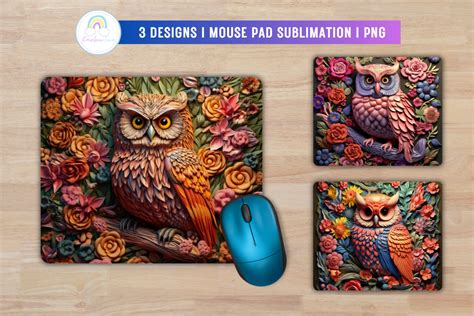 3D Owl Mouse Pad Sublimation Graphic By Rainbowtown Creative Fabrica