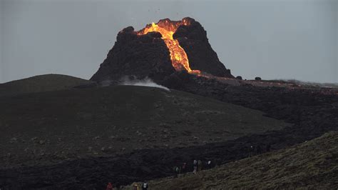 Volcanic Eruption Iceland 2021 People Under Stock Footage SBV-348365596 ...