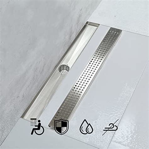 Elefloom Caniveau de douche linéaire de 152 4 cm avec panneau de grille