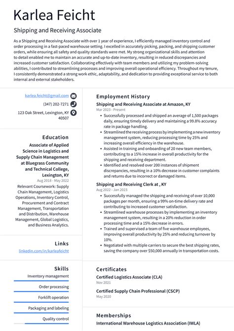 Costco Shipping And Receiving Associate Resume Examples