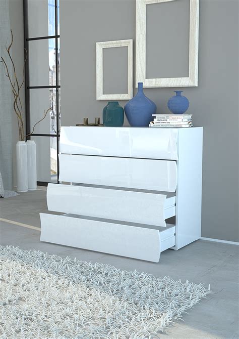 Commode moderne 98 cm blanc laqué Onida