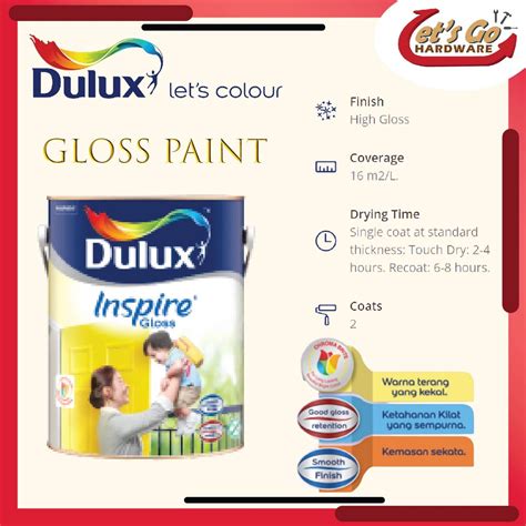 Ici Dulux 5l Inspire Gloss Paint For Wood And Metal Cat Minyak Kayu Besi