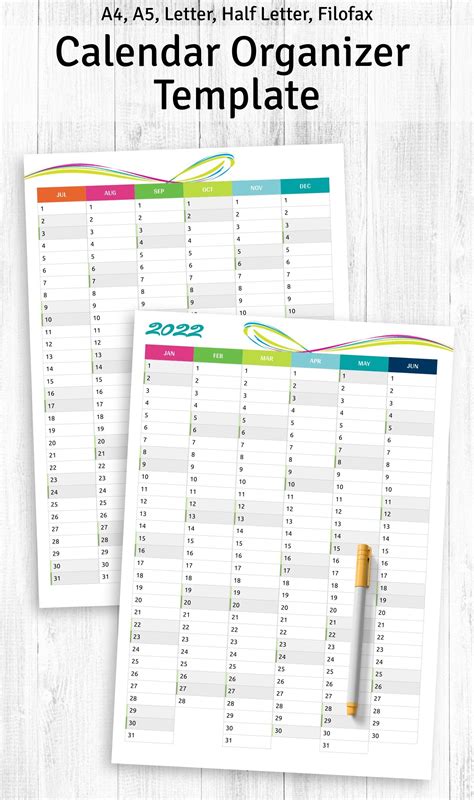 Vertical Calendar Printable Template 2020 Printable Calendar - Etsy ...