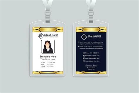 Id Card Template Gold Vector Art Icons And Graphics For Free Download