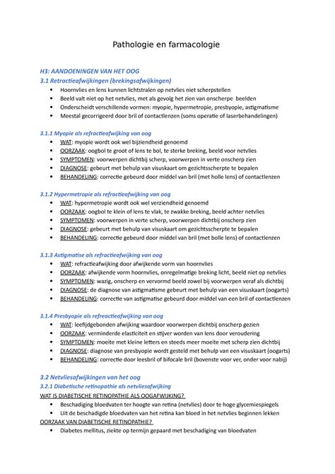 Pathologie Hoofdstuk 3 Pathologie En Farmacologie H3 AANDOENINGEN