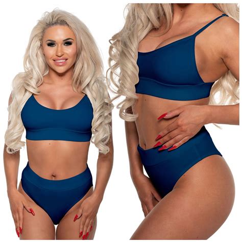 Bikini Majtki Wysoki Stan Strój Kąpielowy Dwuczęściowy Prążkowany M 5904800511740 Cena