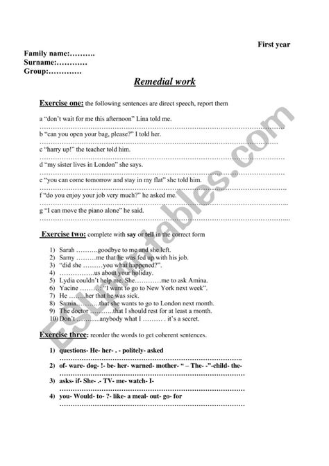 Indirect Speech Esl Worksheet By Gumbiche