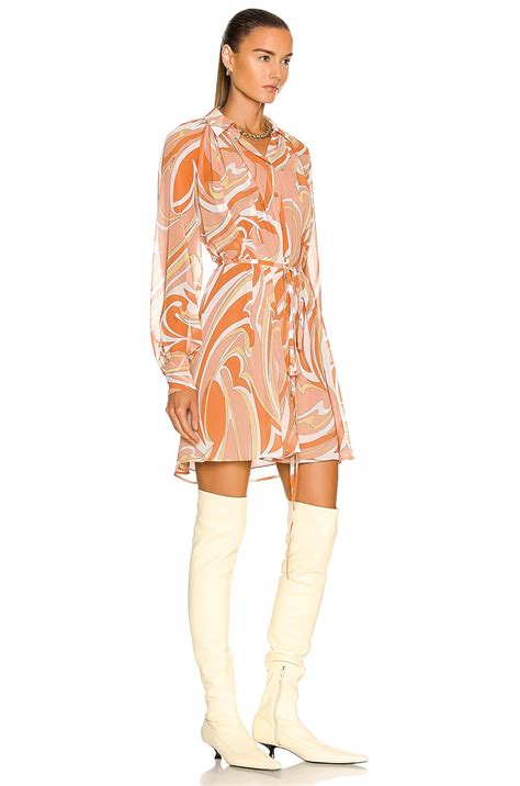 Emilio Pucci Belted Dress In Arancio Nude FWRD