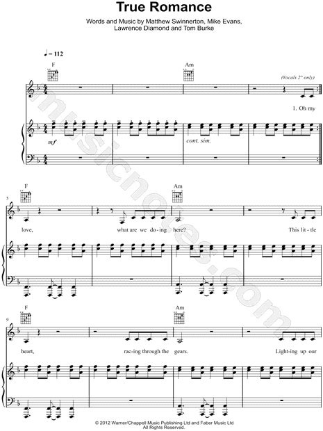 Citizens True Romance Sheet Music In F Major Transposable