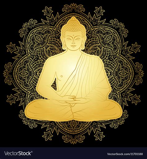 Seated meditating gold buddha Royalty Free Vector Image