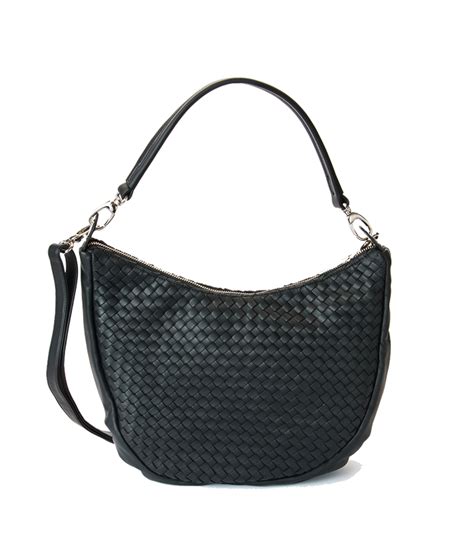 WOVEN LEATHER HOBO BAG BLACK COLOR – I Santi