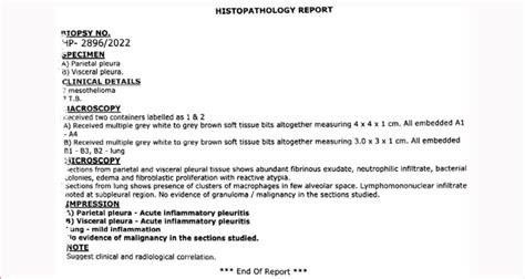 2: Histopathology Report (Provides the information of about the ...