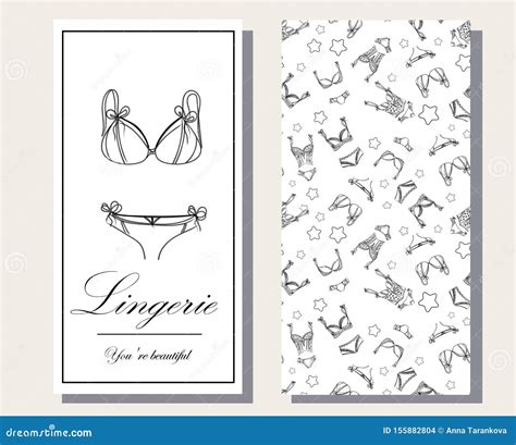 Logo And Seamless Pattern For Fashionable Women S Lingerie Collection Illustration Sketch