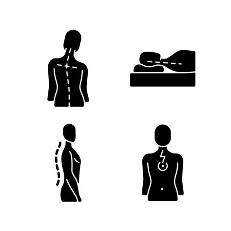 Postural Dysfunction Black Glyph Icons Set On White Space 2630872