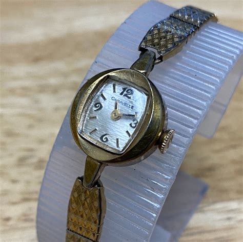 Vtg Caravelle Lady Gold Tone Barrel Cocktail Swiss Hand Wind Mechanical