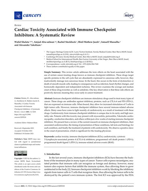 Pdf Cardiac Toxicity Associated With Immune Checkpoint Inhibitors A