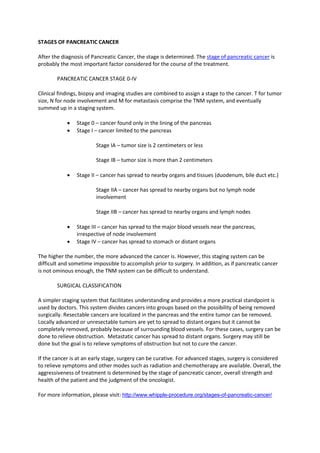 STAGES OF PANCREATIC CANCER | PDF
