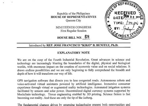 House Bill Authored By Cong Kiko Benitez House Bill