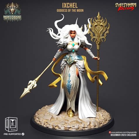 3D Printable Ixchel, goddess of the Moon by Clay Cyanide Miniatures