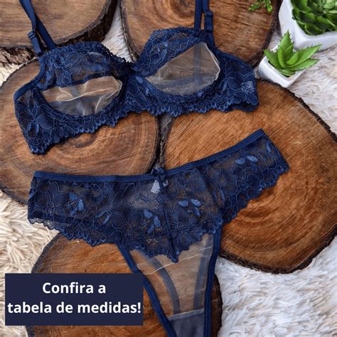 Conjunto Lingerie sem Bojo Aro Tule Invisível Calcinha Sensual