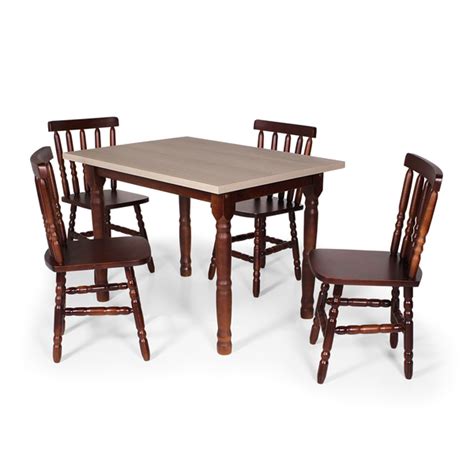 Conjunto Mesa De Jantar Retangular X Cm Imbuia Cadeiras Em