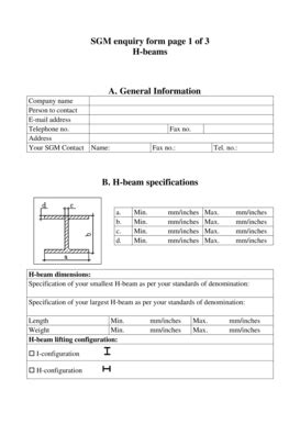 Fillable Online SGM Enquiry Form Page 1 Of 3 H Beams A General Fax