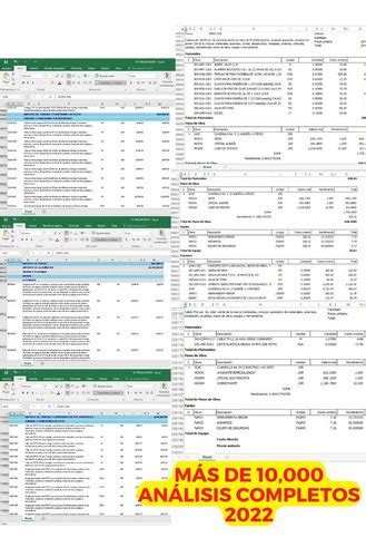 Matrices De Analisis De Precios Unitarios Actualizados 2022 Meses Sin