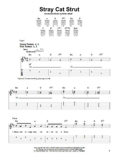 Stray Cat Strut By Stray Cats Sheet Music For Easy Guitar Tab At Sheet